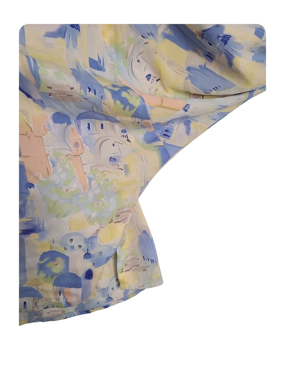 Entro Mediterranean Coastal Town Print Blouse Boho Ruffle Neck Plus Size 2X - Picture 4 of 9